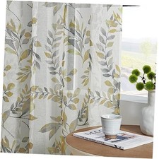 Sheer Curtains 108 inches Length Semi Sheer 50"W x 108"L Pack of 2 Yellow