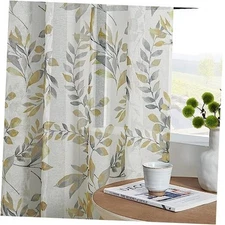 Sheer Curtains 108 inches Length Semi Sheer 50"W x 108"L (Pack of 2) Yellow