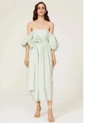 Cecilie Bahnsen Mint Green Cotton br Poplin Joel Midi Dress Sz 8 | eBay