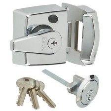 ERA Night Latch Double Locking 3 Keys Automatic Polished Chrome 40mm Backset