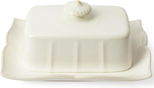Plato de Mantequilla con Tapa para Encimera, Cerámica Grande Blanco