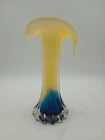 Murano Jack In The Pulpit Calla Lily 7" Italian Art Glass Vase - 1970s Yellow