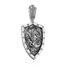 Ciondolo icona filigrana argento 925 San Giorgio uccisore di draghi 30mm x 20mm Elo