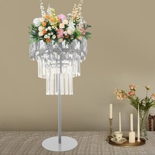 Flower Holder for Wedding, Flower Stand Centerpiece for Birthday Party Silver