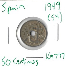 Coin Spain 50 Centimos 1949 (54) KM777
