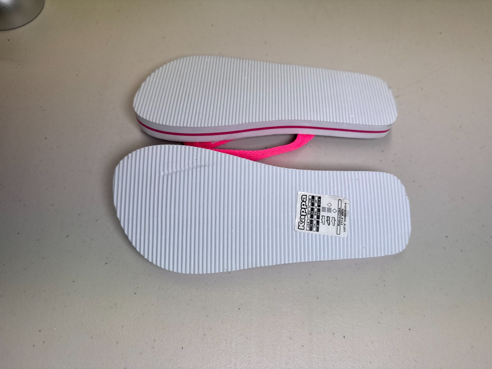 Kappa Kids Flip Flops UK 2 EU 34 White Pink Graphic Print Summer Sandals Girls image 6