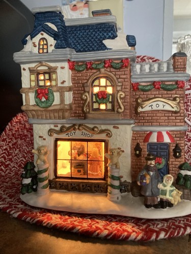 Vintage Weihnachten Vintage beleuchteter Spielzeugladen Kaufladen mit Karton