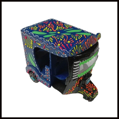 Truck Art Rikscha/Pakistanisches handbemaltes Tuk Tuk/(B-7cm:H-10cm:L-12,5cm)