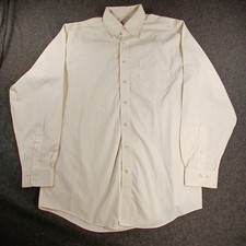Brooks Brothers 346 Button Down Shirt Mens 17 36/37 Cream Regular Fit Non-Iron