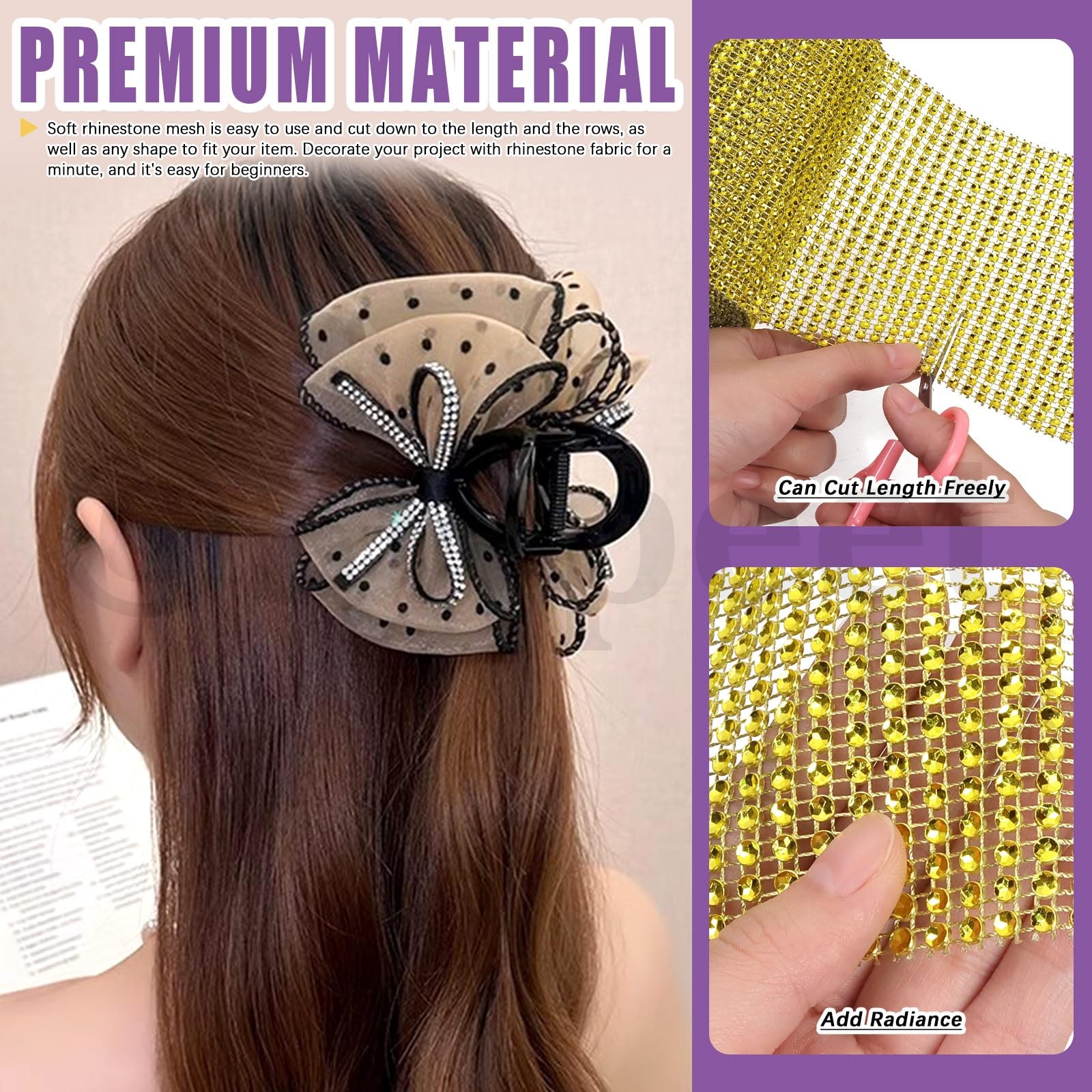 Strass d'or en ruban de 4,7 pouces avec ciseaux de précision pour finitions luxe - 4