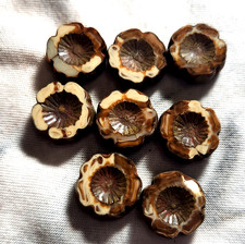 Eight 14mm Hibiscus Flower Czech Glass Beads