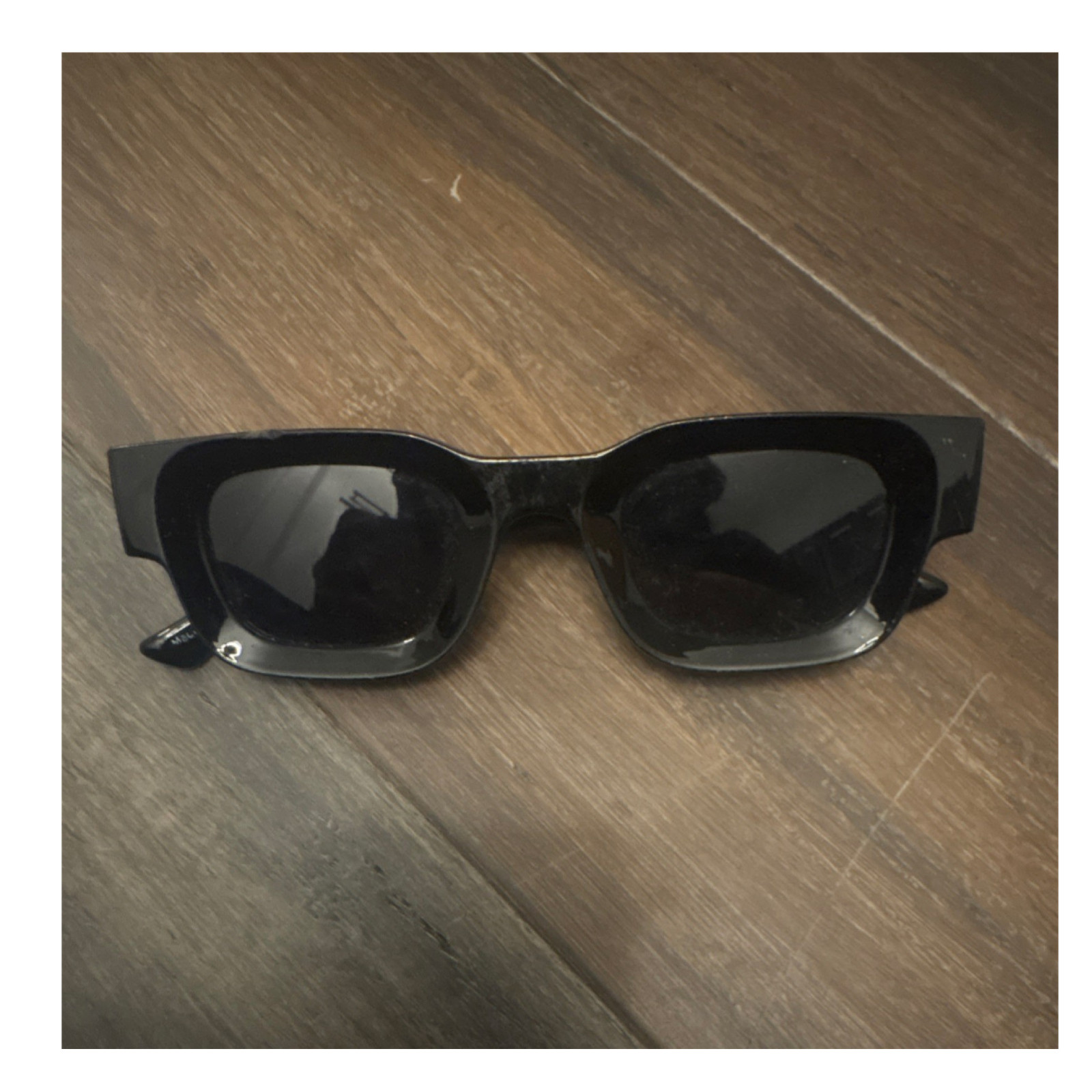 Women’s Rectangle Sunglasses Black Plastic Frame Gray Tinted Plastic Lenses