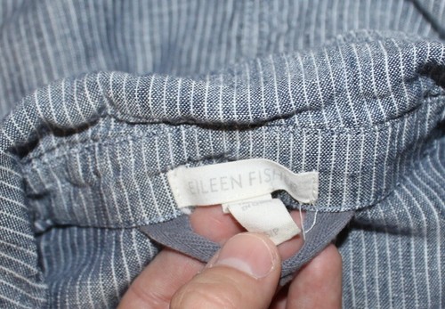 Eileen Fisher Sz S Gray White Pinstripe Linen Charming Blazer Jacket - Picture 6 of 6