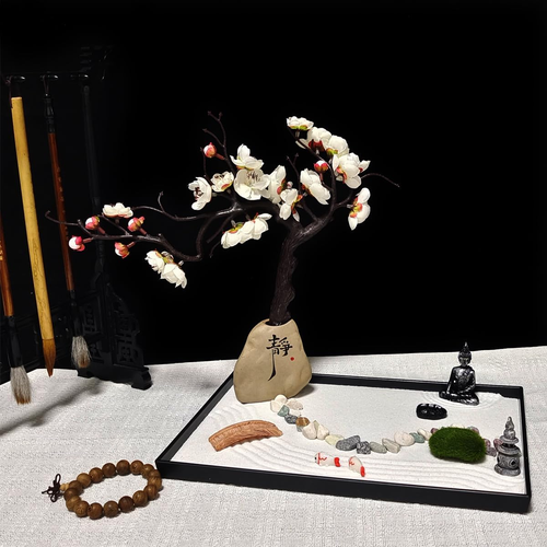Zen Garden,Kit Da Giardino Giapponese Zen per Scrivania,Mini Tavolo Zen Sand Gar - Foto 6 di 12