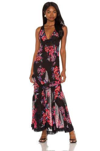 Free People Stay Awhile ärmelloses Maxikleid, Größe Large in schwarz Combo L - Bild 1 von 3