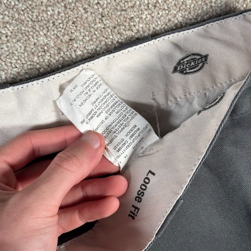 Y2k Dickies Men's Work Pants Double Knee Gray Loose Fit Size 38x30 Baggy - Picture 4 of 8