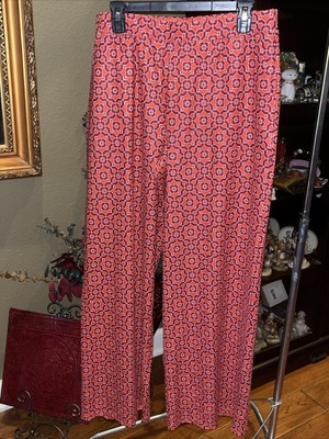 AmberNoon II by Dr. Erum Ilyas SunKnit UPF 50 Wide-Leg Pants Terracotta Larg NWT