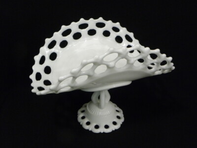 Vintage Westmoreland Milk Glass Doric Lace Banana Boat or Fruit Bowl