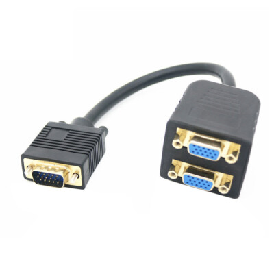 D27C VGA Splitter Kabel VGA auf 2x VGA Kabel 25cm 15 Pin 1 Stecker auf 2 Buchse