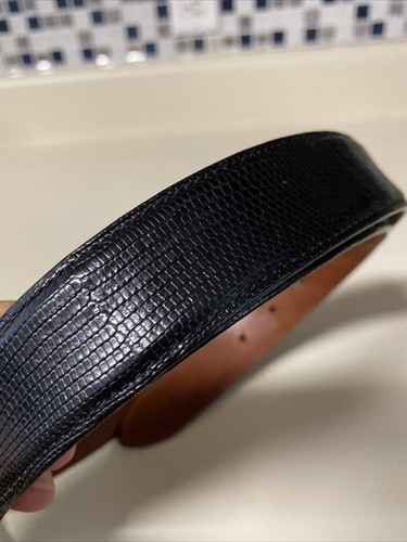 Ken Edrich Black Java Lizard Belt Mens 34 Exotic Leather USA Made - Picture 3 of 11