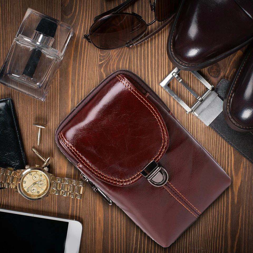 Mens Genuine Leather Wallet Belt Clip Cell Phone Pouch for iPhone 11 XR 7 8 Plus - Image 4 of 4