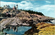 Vintage Postcard Pemaquid Maine Me. Pemaquid Lighthouse Tidewater Pool
