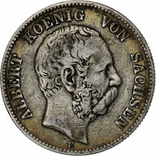 #1049859 Deutsch Staaten, SAXONY-ALBERTINE, Albert, 2 Mark, 1876, Dresden, Sil