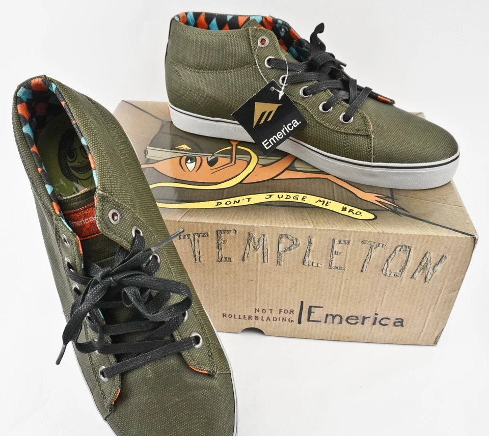 NEW Emerica Ed Templeton TEMPSTER Skateboard Shoes US 11.5 Olive Green Vegan NOS - Image 2 of 4