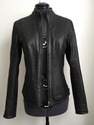 Double Sided / Reversible Real Leather Tailored Jacket Size S 6-8 Black/ Leopard - Picture 1 of 10