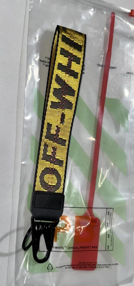 Off White Industrial Keychain Yellow with Metal Clasp New With Ziptie - Image 2 of 4