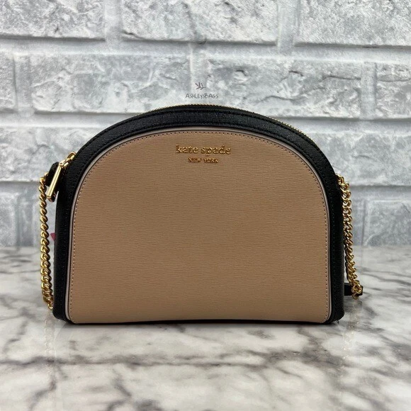 Kate Spade New York Morgan Saffiano Leather Double Zip Dome Crossbody Black