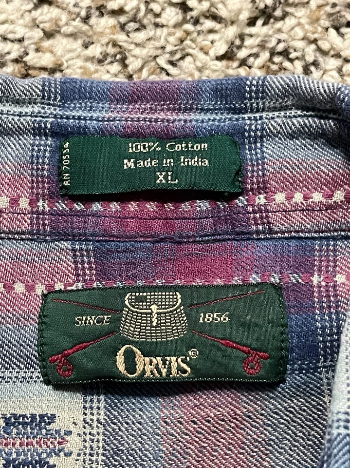 Camisa Orvis Para Hombres XL Cuello Lazo Abotonada Navajo Azteca De Colección Foto 3 de 4