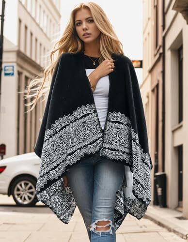 Women's Shawl Wraps Open Front Poncho Cape One Size Series 4