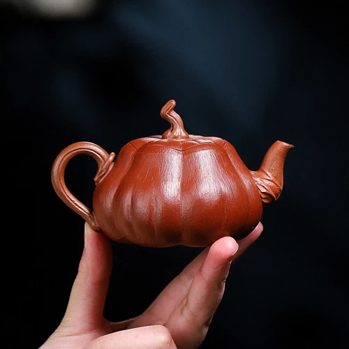 150ml Full Handmade Tea Pot Pumpkin Design Real Yixing Zisha Dahongpao Clay Pot - Picture 3 of 13