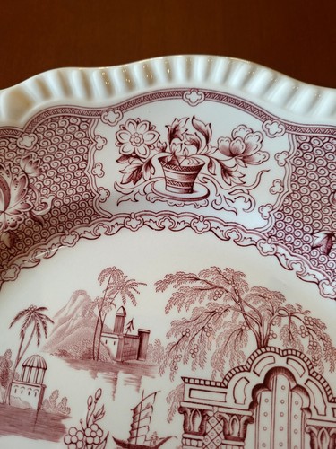 SPODE Archive Collection Regency Series PAGODA 11" Dinner Plate Cranberry Red - Picture 4 of 6