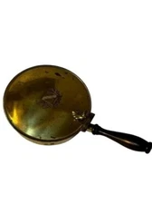 Vintage Brass Silent Butler Crumb Catcher with Wood Handle | Italian Antique Tab