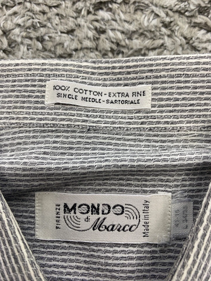 Camisa De Colección Mondo Di Marco Para Hombres Grande Sartoria Aguja Rayas Oxford Hecha en Italia Foto 3 de 4
