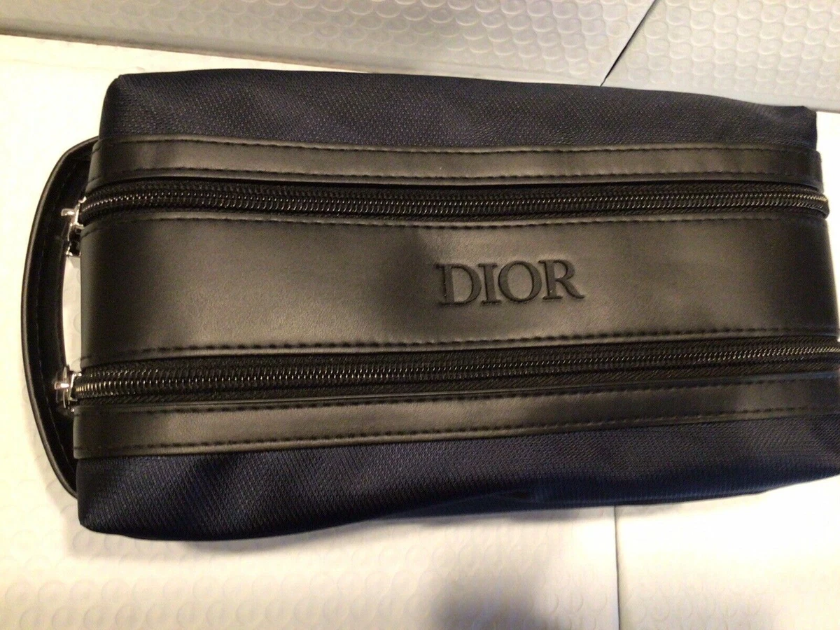 Dior Navy & Black Toiletry Bag Dropp Kit Pouch Travel case, Dual  Zipper, NEW