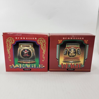 Anheuser Busch A & Eagle Series Stein 1993, 1994 A&Eagle Limited Edition PAIR