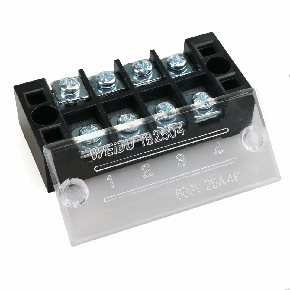 Dual Row 4 Position Screw Terminal Electric Barrier Strip Block 600V 25A 5 Sets - Image 3 of 4