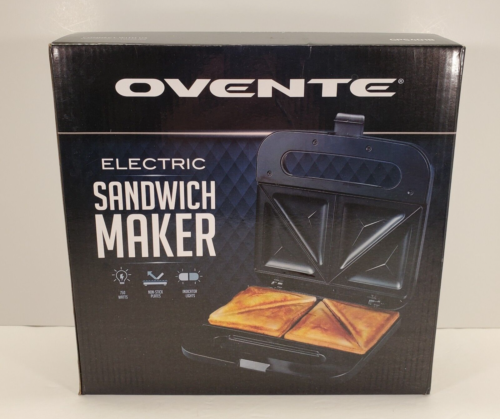 Ovente Electric Sandwich Maker Non-Stick Plates Black GPS401B Breakfast NEW - Picture 1 of 8