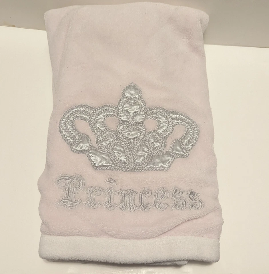 Blankets and Beyond Pink White Princess Crown Baby Girl Fleece Blanket EUC - Image 3 of 4