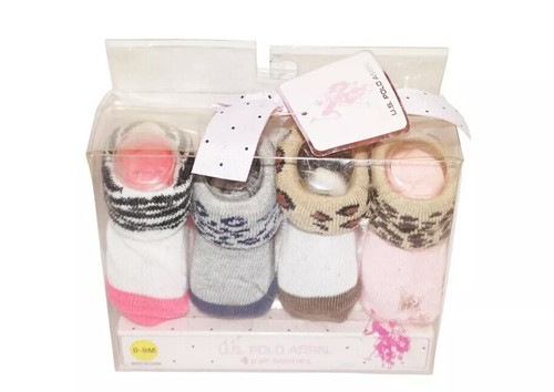 4 Pair Lot - Vintage U.S. Polo Assn Crib Baby Shoes Boot Socks Infant 0-9 Months - Picture 1 of 4