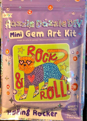 Ooly Razzle Dazzle DIY Mini Gem Art Kit Rolling Rocker Cat Kid Craft Gift Toy 8+