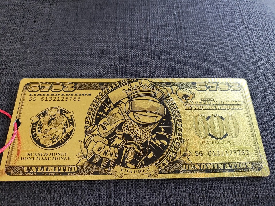 SprayGround Golden Backpack Tag Limited Edition, Foil, Slightly Used eBay