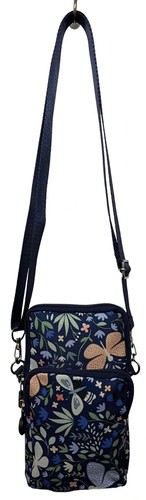 Lightweight Nylon Travel Three Sectioned Patterned Crossbody Phone Bag GR 110 - Picture 12 of 36