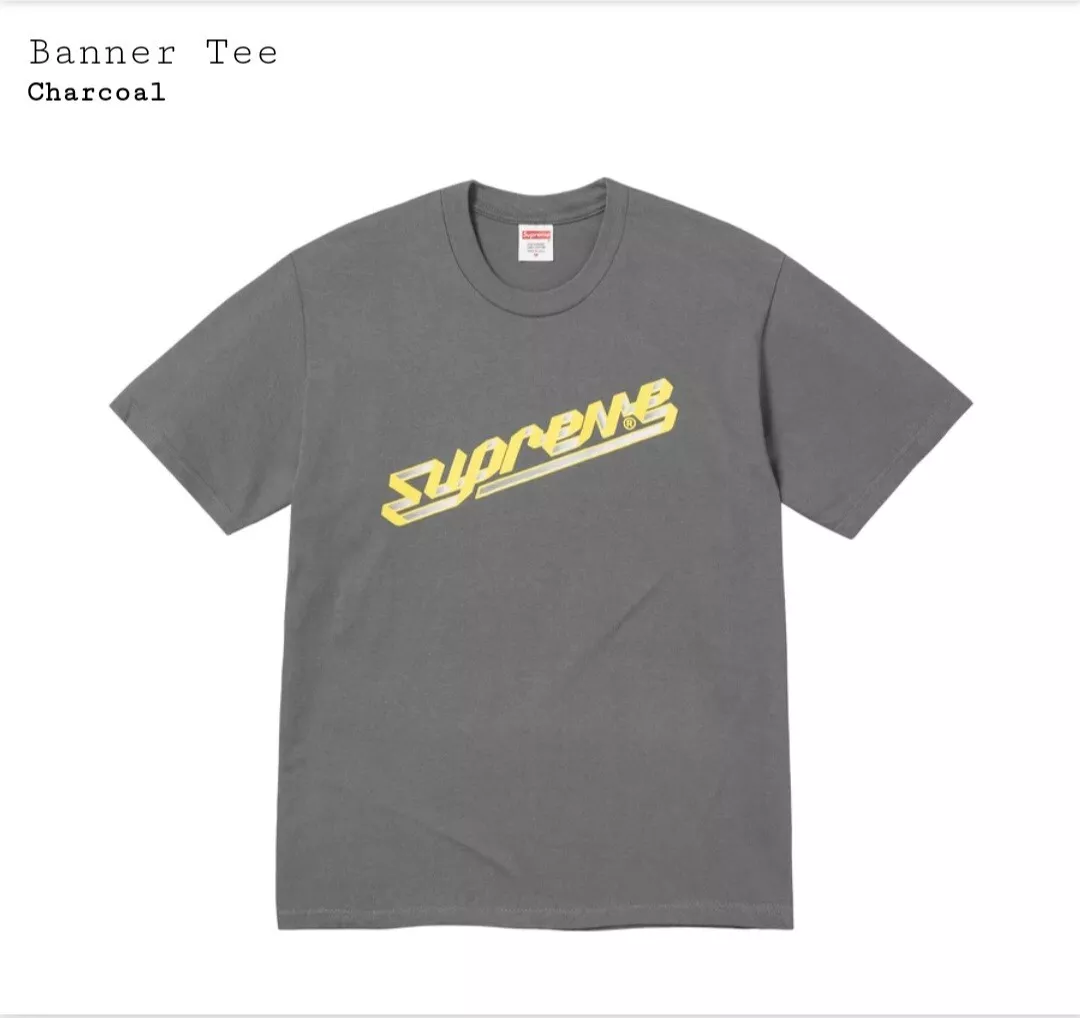 Tee shirt Supreme Banner (charbon de bois) ~ TAILLE S *NEUF*