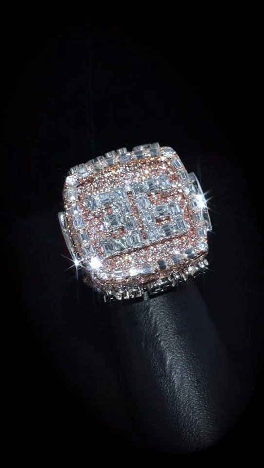 VVS Moissanite Men's Ring Hip Hop Letter Ring Iced out Custom Moissanite Ring - Image 2 of 4