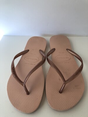 Havaianas Women's Slim Flip Flops DB8 Rose Gold Size EU:39-40 US:9/10W 