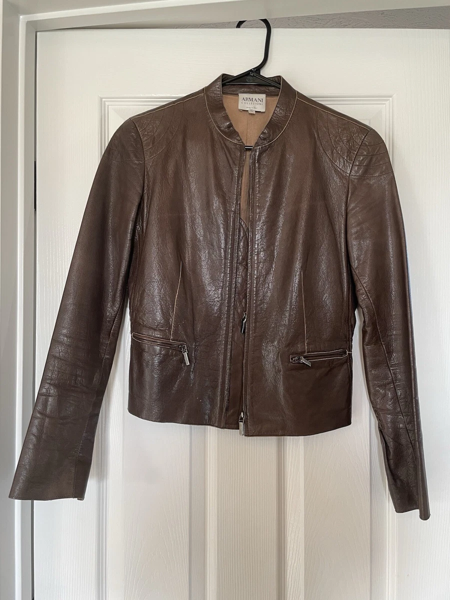 Giorgio Armani Leather Outer Shell Brown Coats, Jackets & Vests